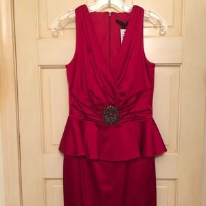 David Meister gorgeous red satin cocktail dress